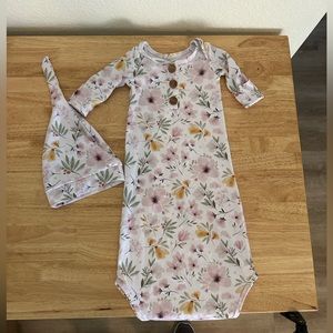 Caden lane Maeve’s mauve floral newborn gown set